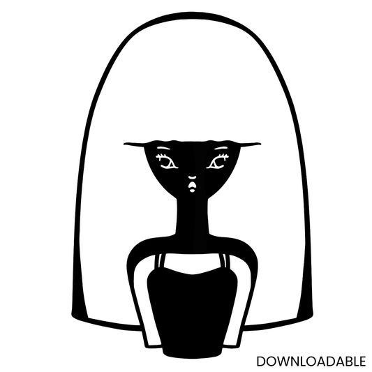 Long Hair Beautiful Woman Silhouette PNG Sublimation Digital Wall Art