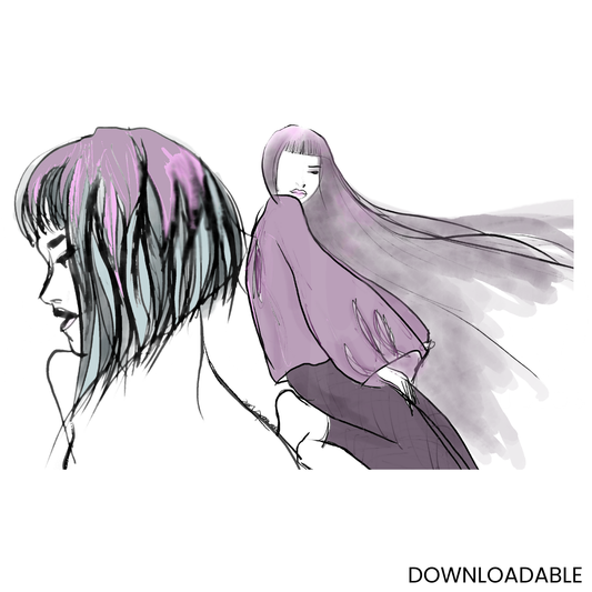 Two Face Purple Woman PNG Sublimation Wall Art