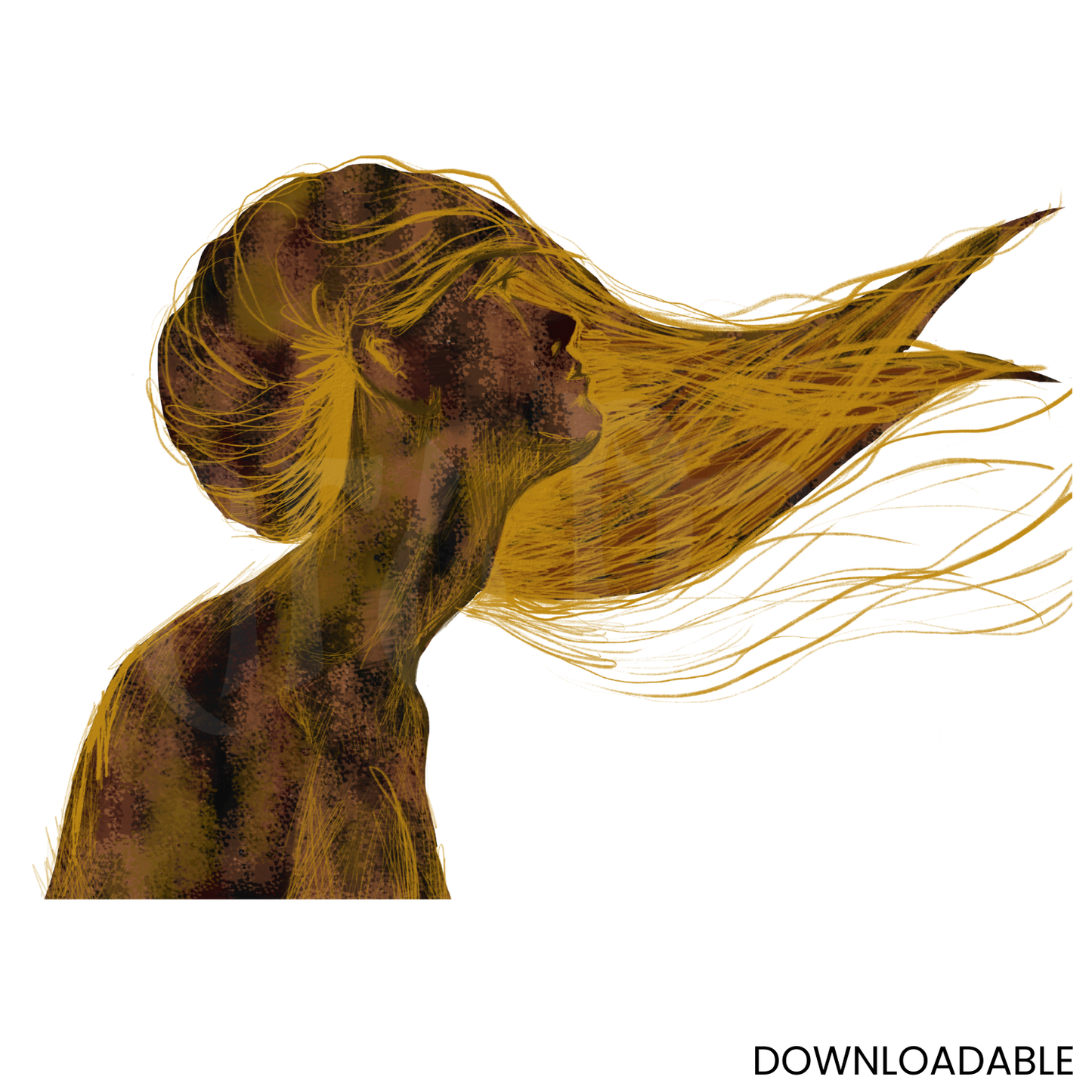 Sensual Abstract Blonde Woman Portrait PNG Sublimation Digital Wall Art