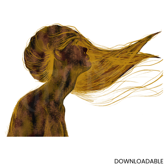 Sensual Abstract Blonde Woman Portrait PNG Sublimation Digital Wall Art