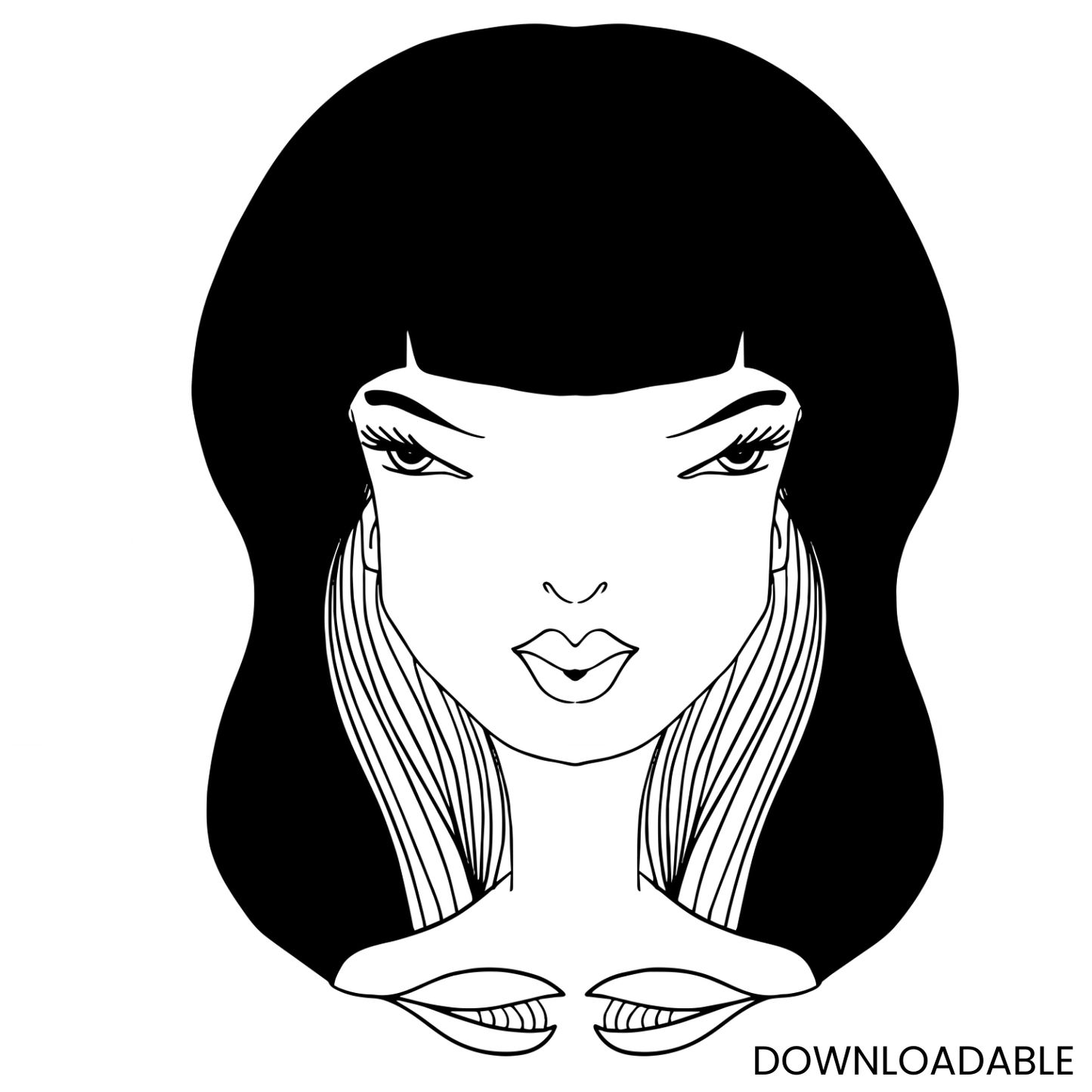 Wavy Hair Beautiful Afro Woman PNG Sublimation Digital Wall Art