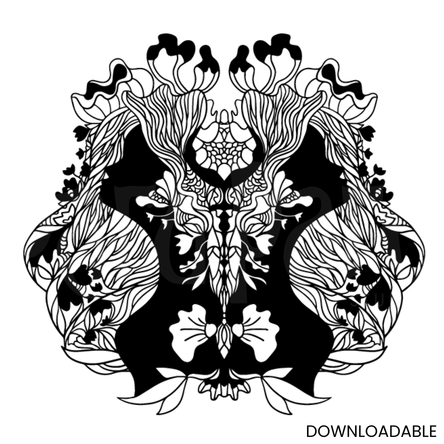 Two Face Black Surreal Woman PNG Sublimation Digital Wall Art