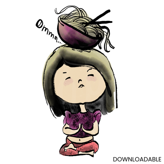 DIY Noodle Yoga Girl PNG Sublimation Digital Wall Art