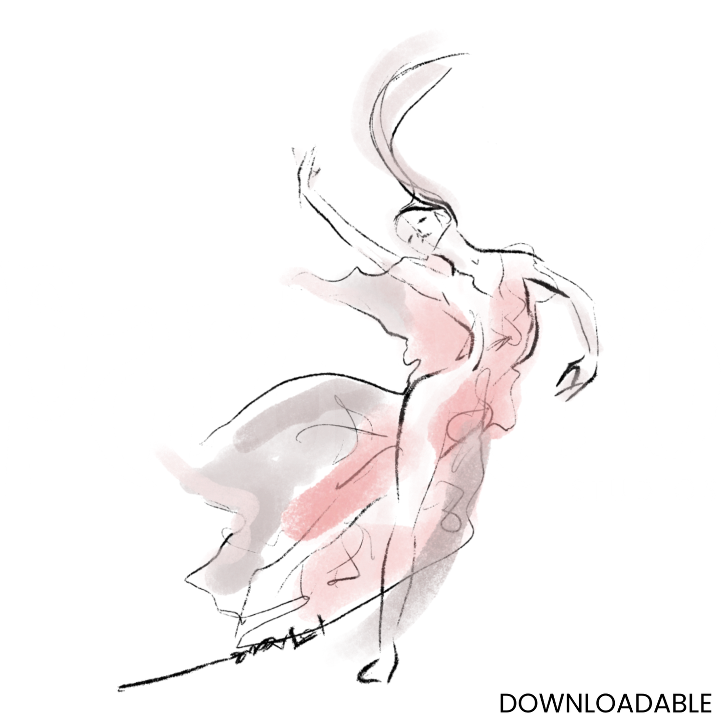 Pink Ballerina Dancing Girl Yoga Poses PNG Sublimation Digital Wall Art