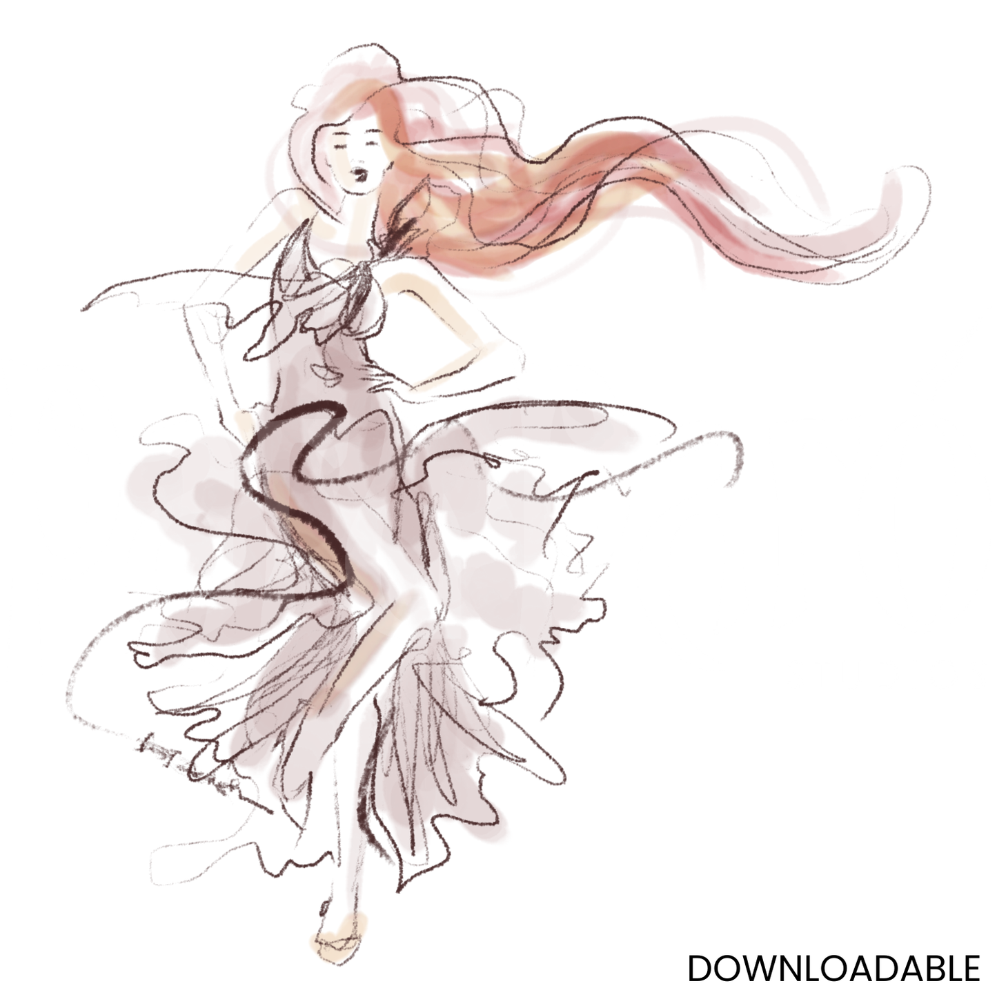 Flamenco Dancer Female Ballerina PNG Sublimation Digital Wall Art