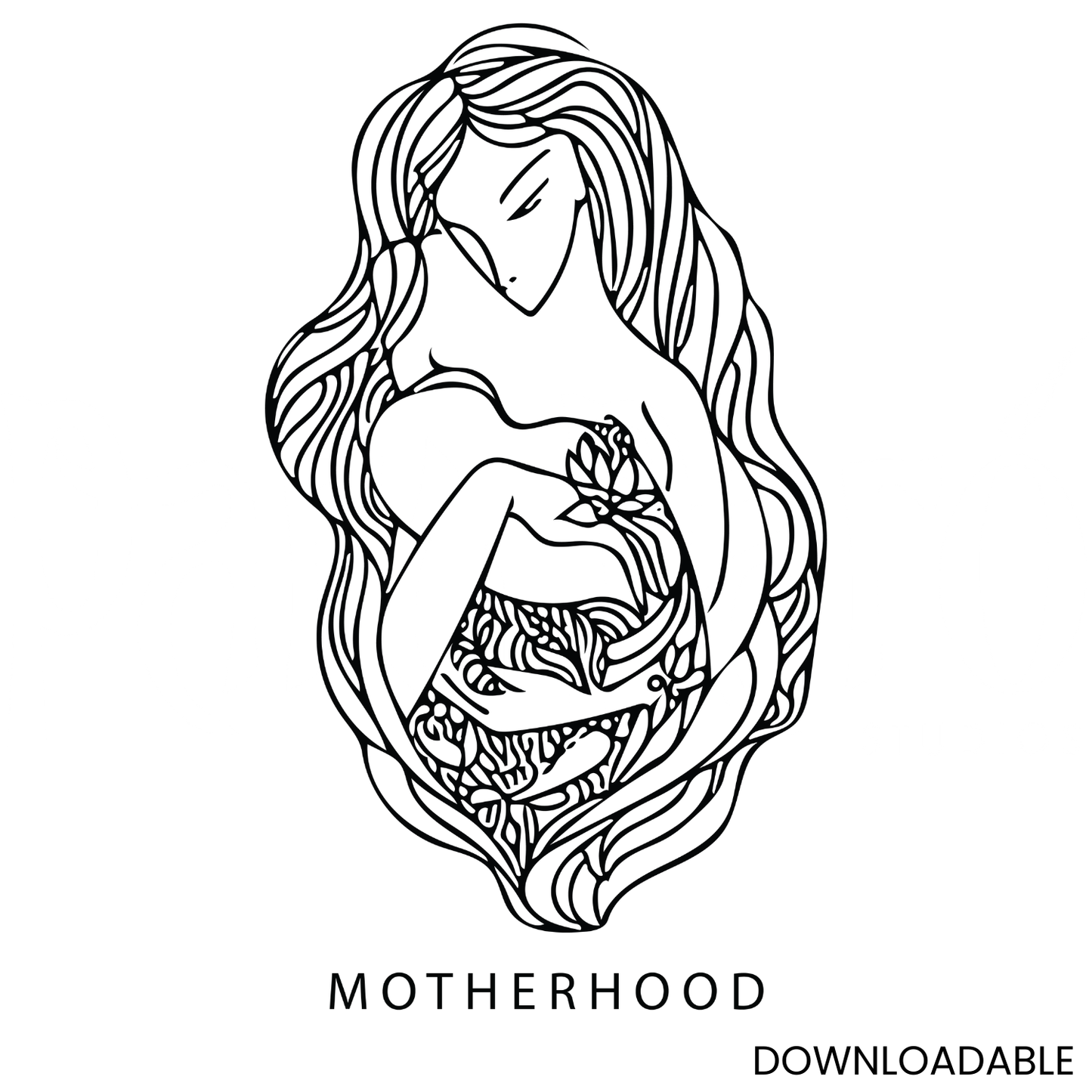 Mother and Child Loving Care PNG Sublimation Digital Wall Art