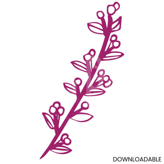 Branch Flower Buds Magenta – Floral SVG Cut File