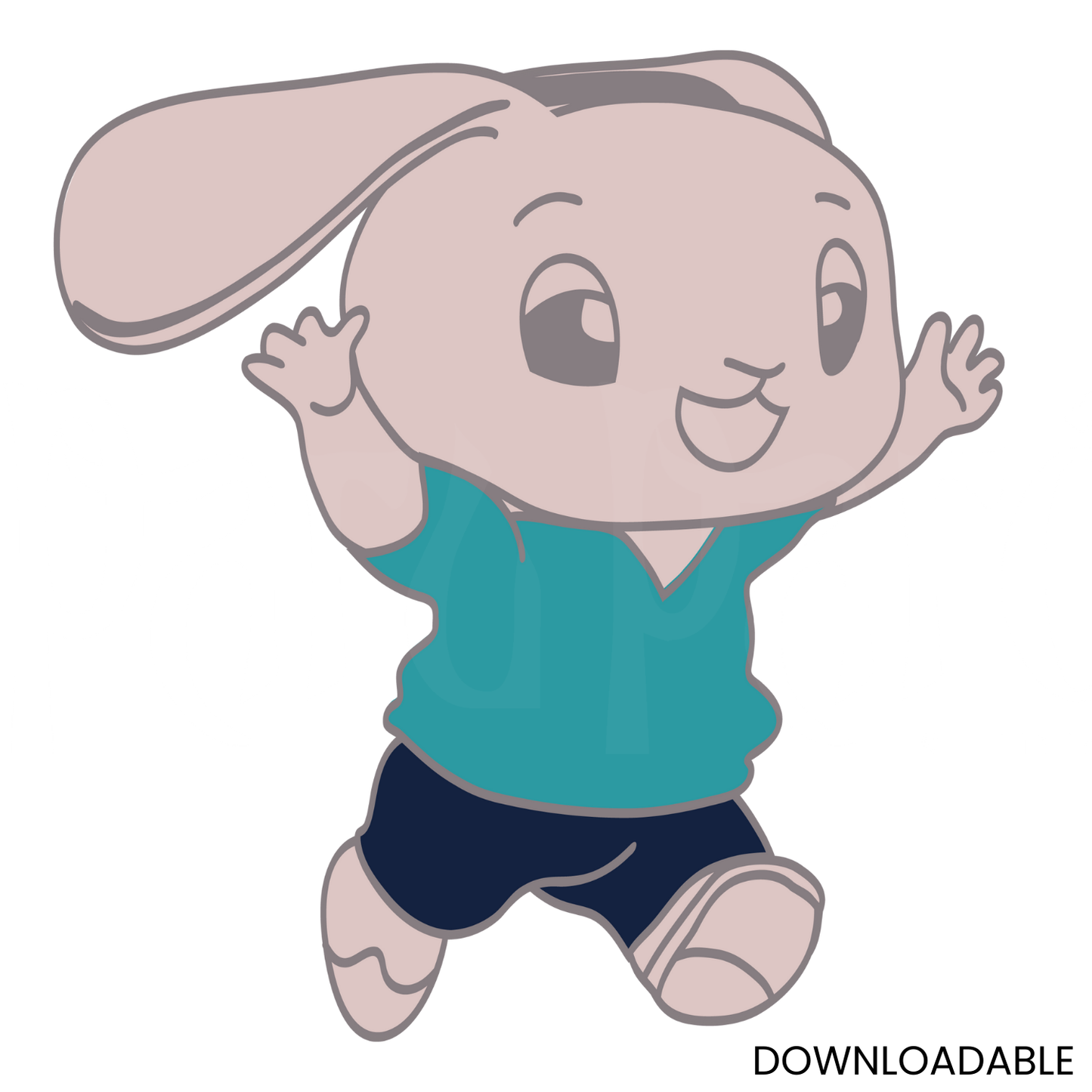 Cute Running Bunny Clipart | Digital Download for Crafts & Prints
