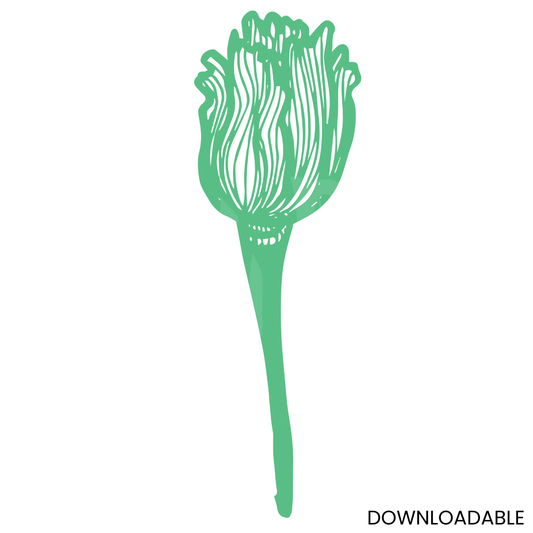 Single Stem Floral Cut File – Botanical Line Art for Crafts