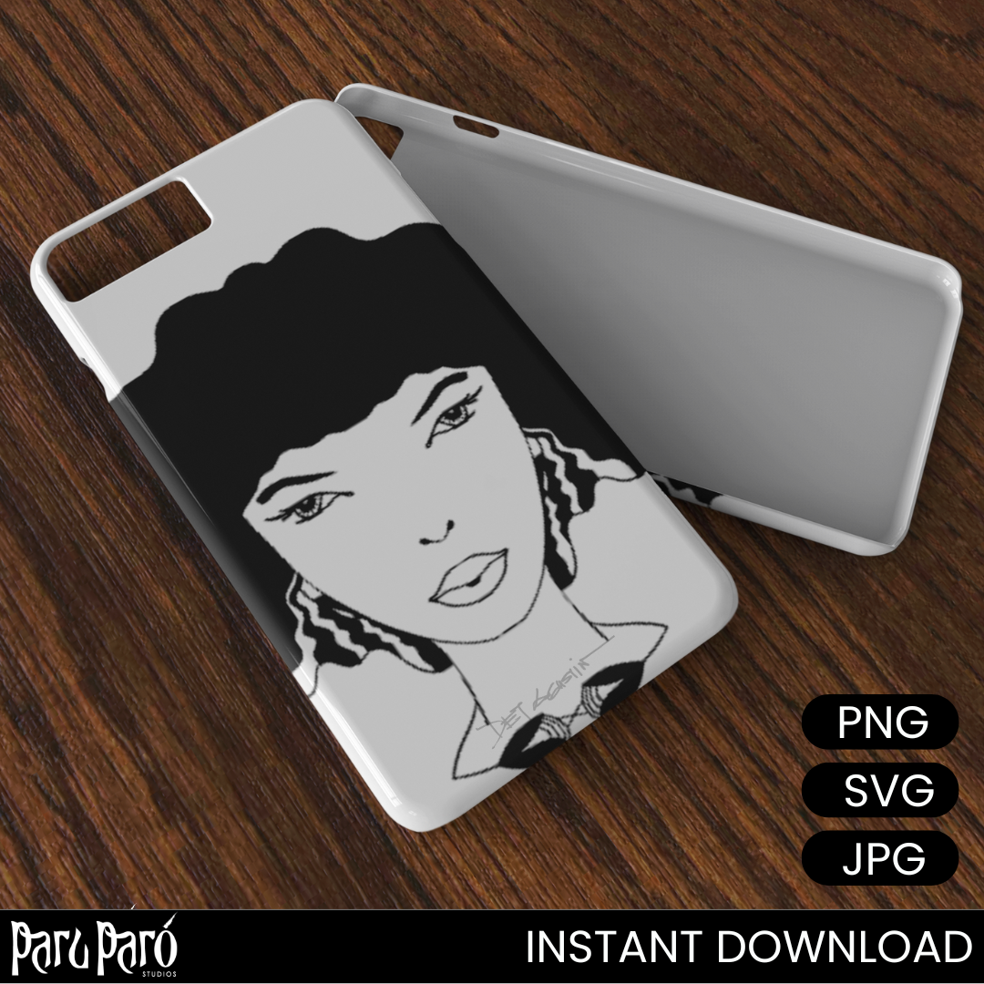 Black Diva Afro Cricut  Hair Silhouette PNG Sumblimation Digital Wall Art