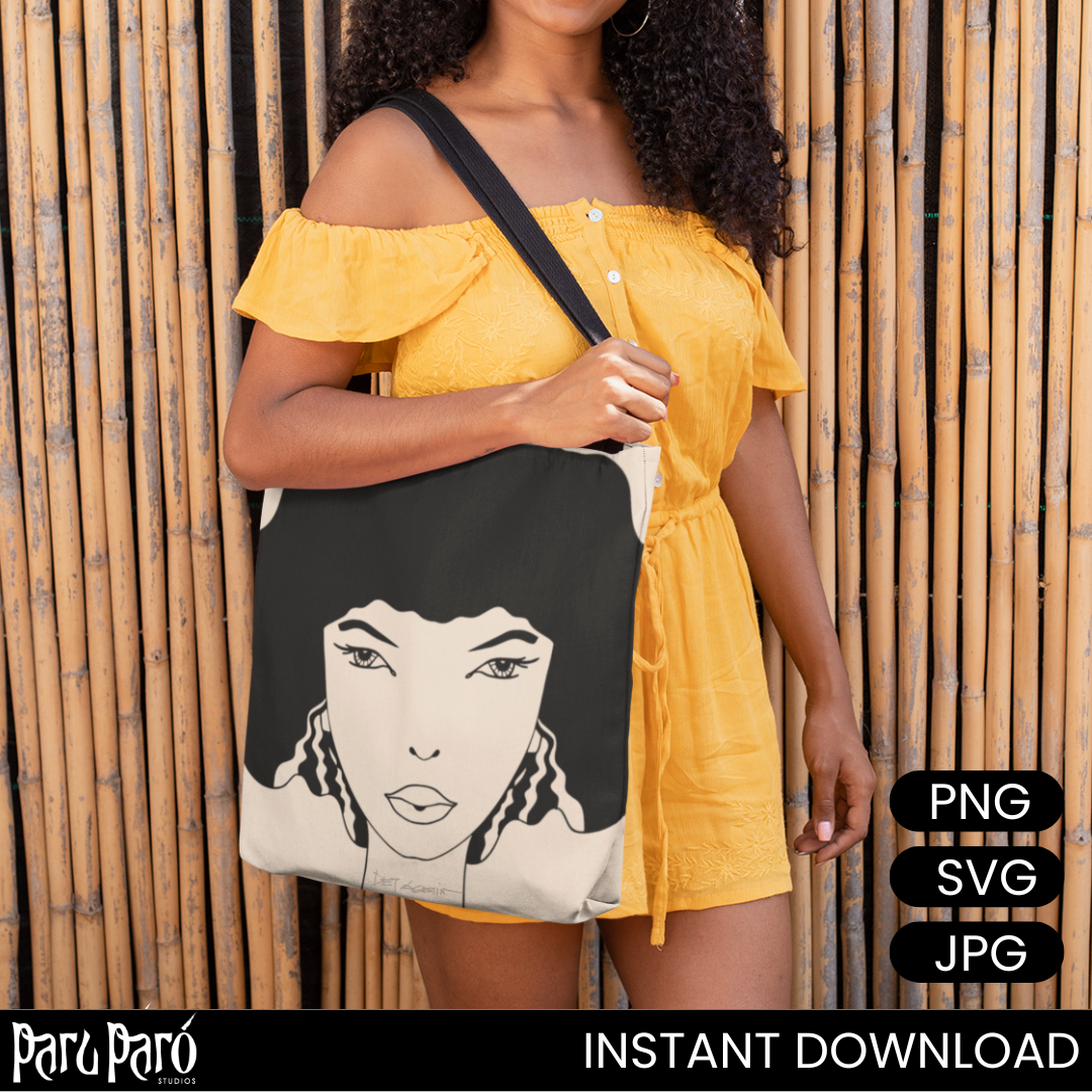 Black Diva Afro Cricut  Hair Silhouette PNG Sumblimation Digital Wall Art