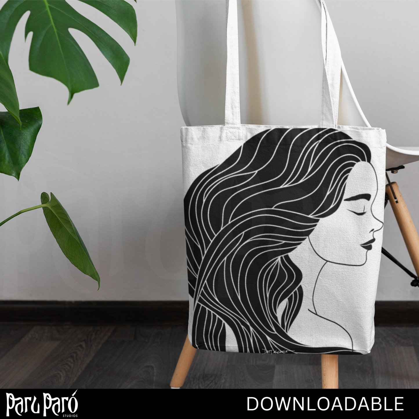 Curly Hair Side Face Woman Silhouette PNG Sublimation Wall Art