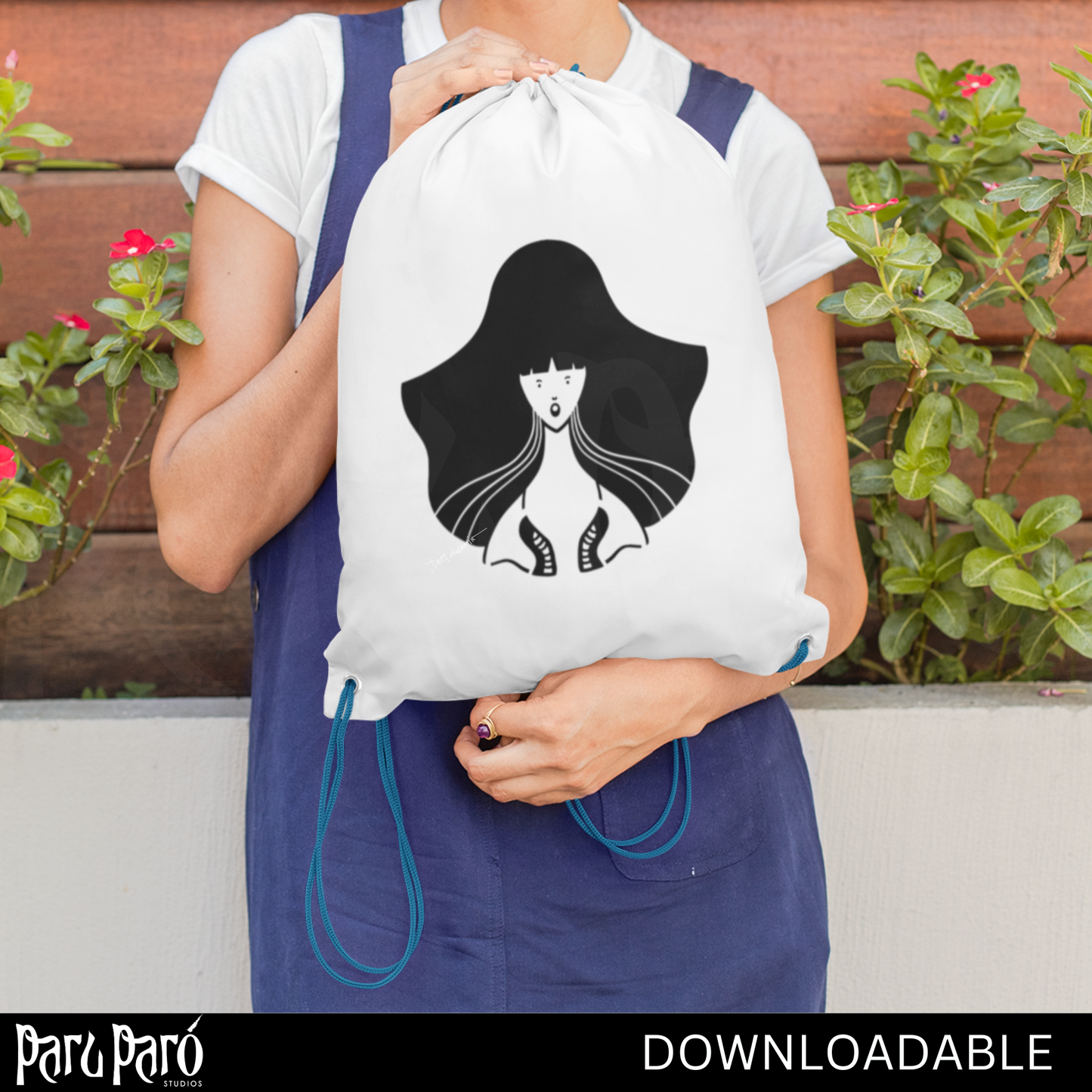 Curly Hair Beautiful Lady Silhouette Gothic PNG Sublimation Digital Wall Art