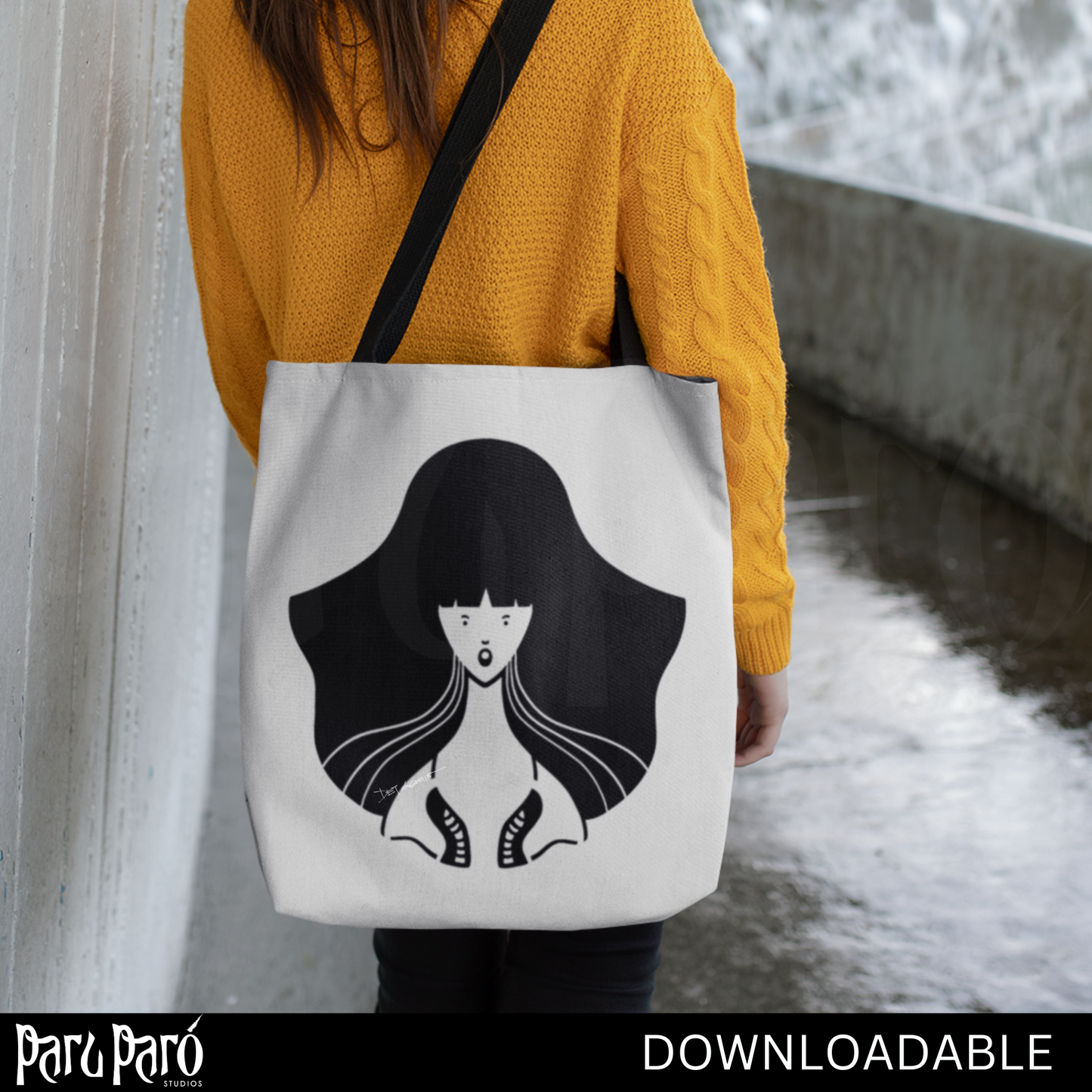 Curly Hair Beautiful Lady Silhouette Gothic PNG Sublimation Digital Wall Art