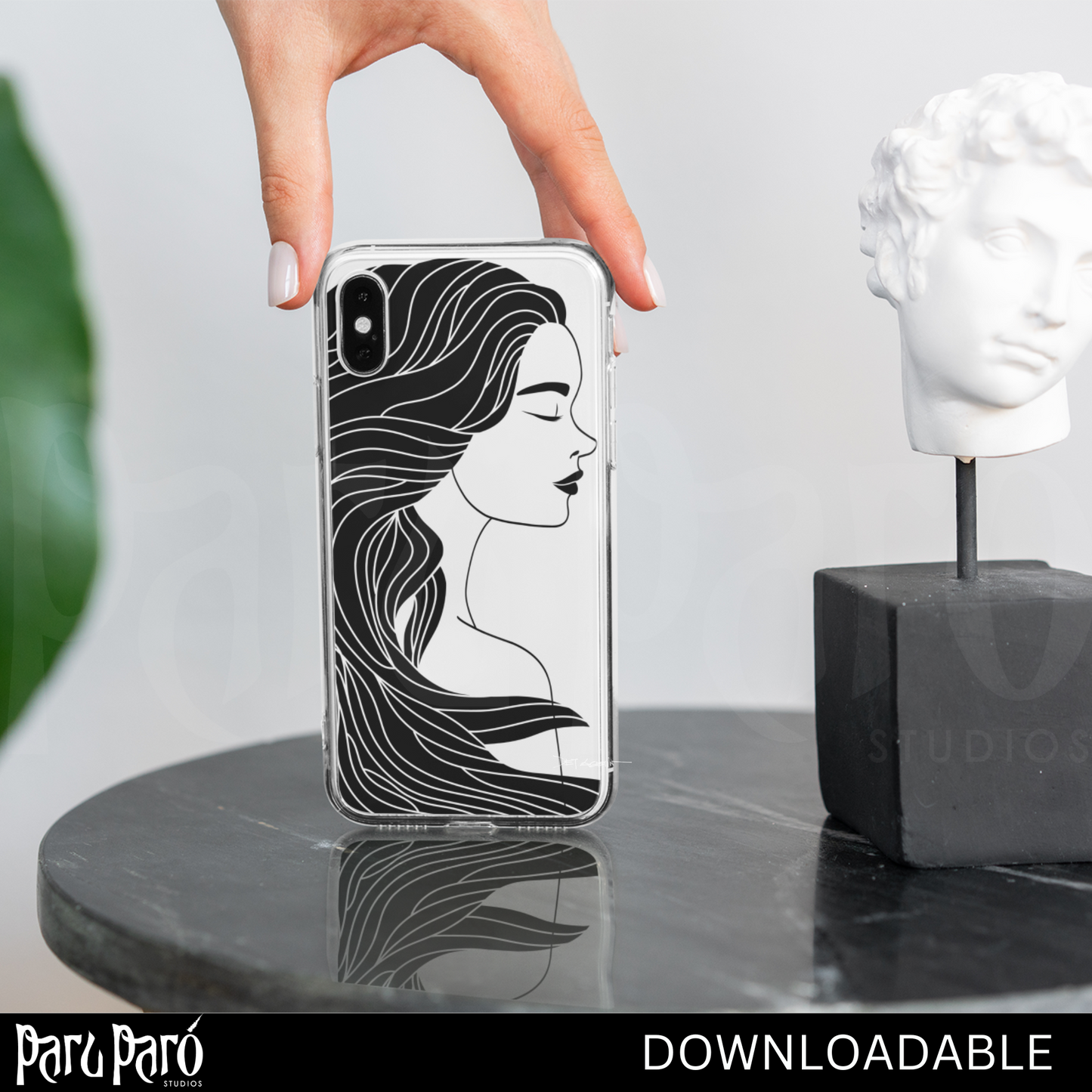 Curly Hair Side Face Woman Silhouette PNG Sublimation Wall Art