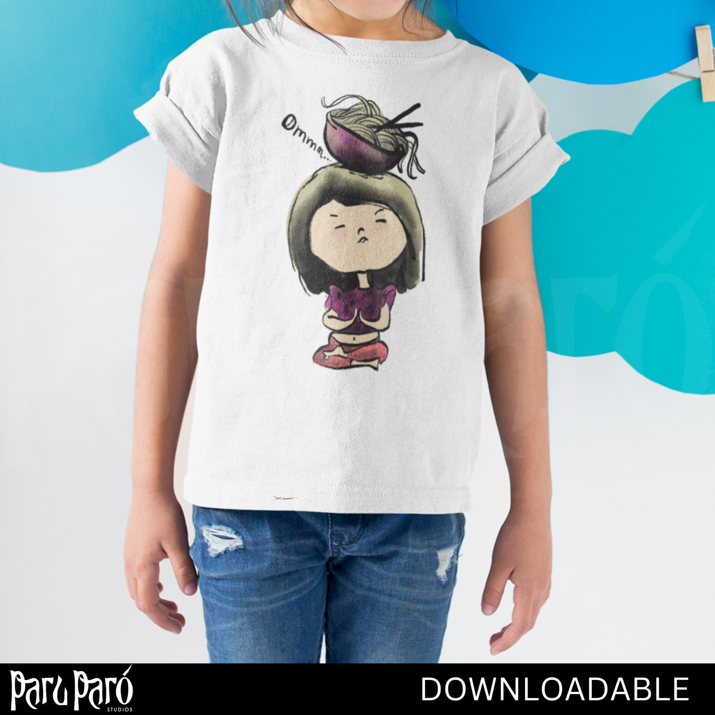 DIY Noodle Yoga Girl PNG Sublimation Digital Wall Art