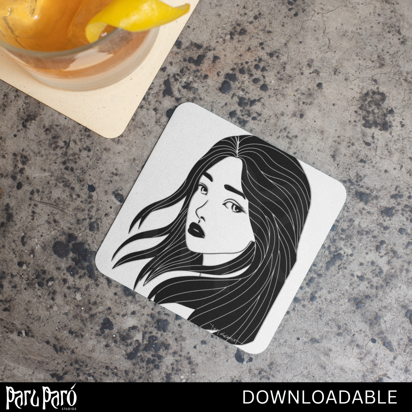 Female Quarter Profile Asian Woman PNG Sublimation Digital Wall Art