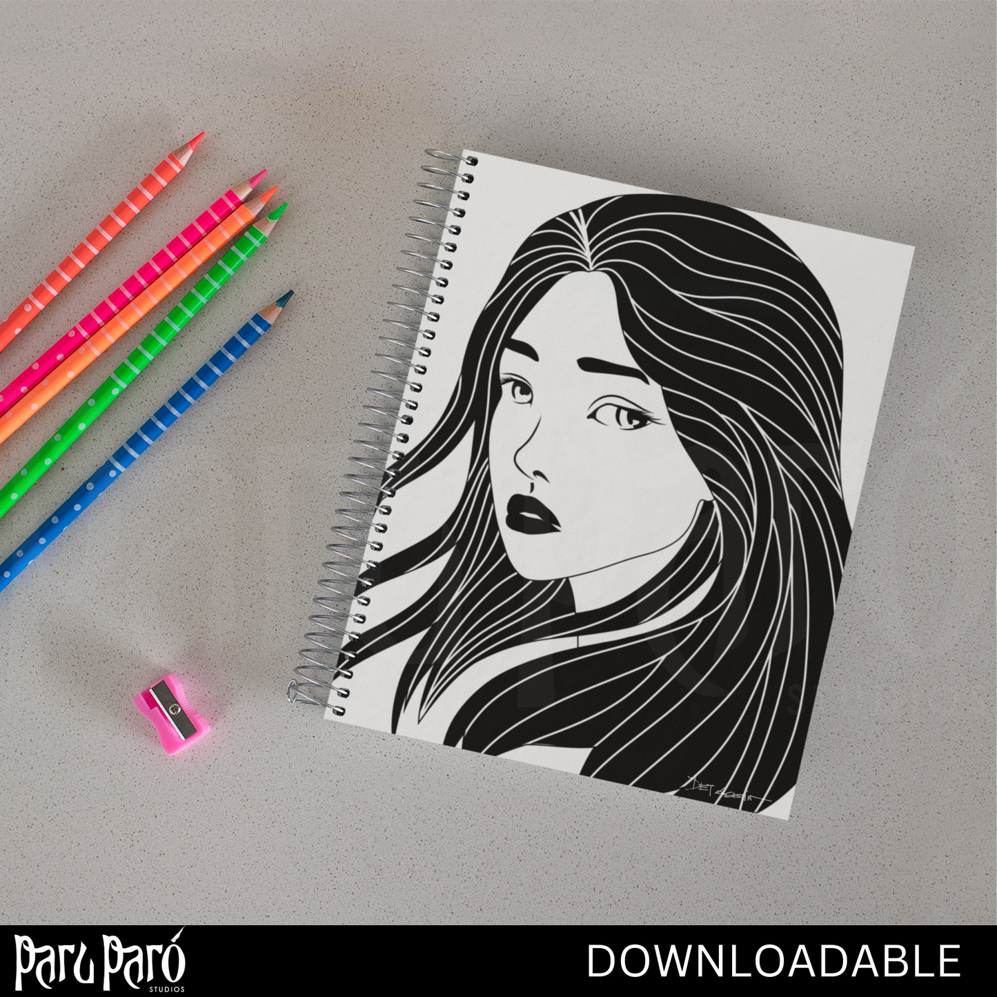 Female Quarter Profile Asian Woman PNG Sublimation Digital Wall Art