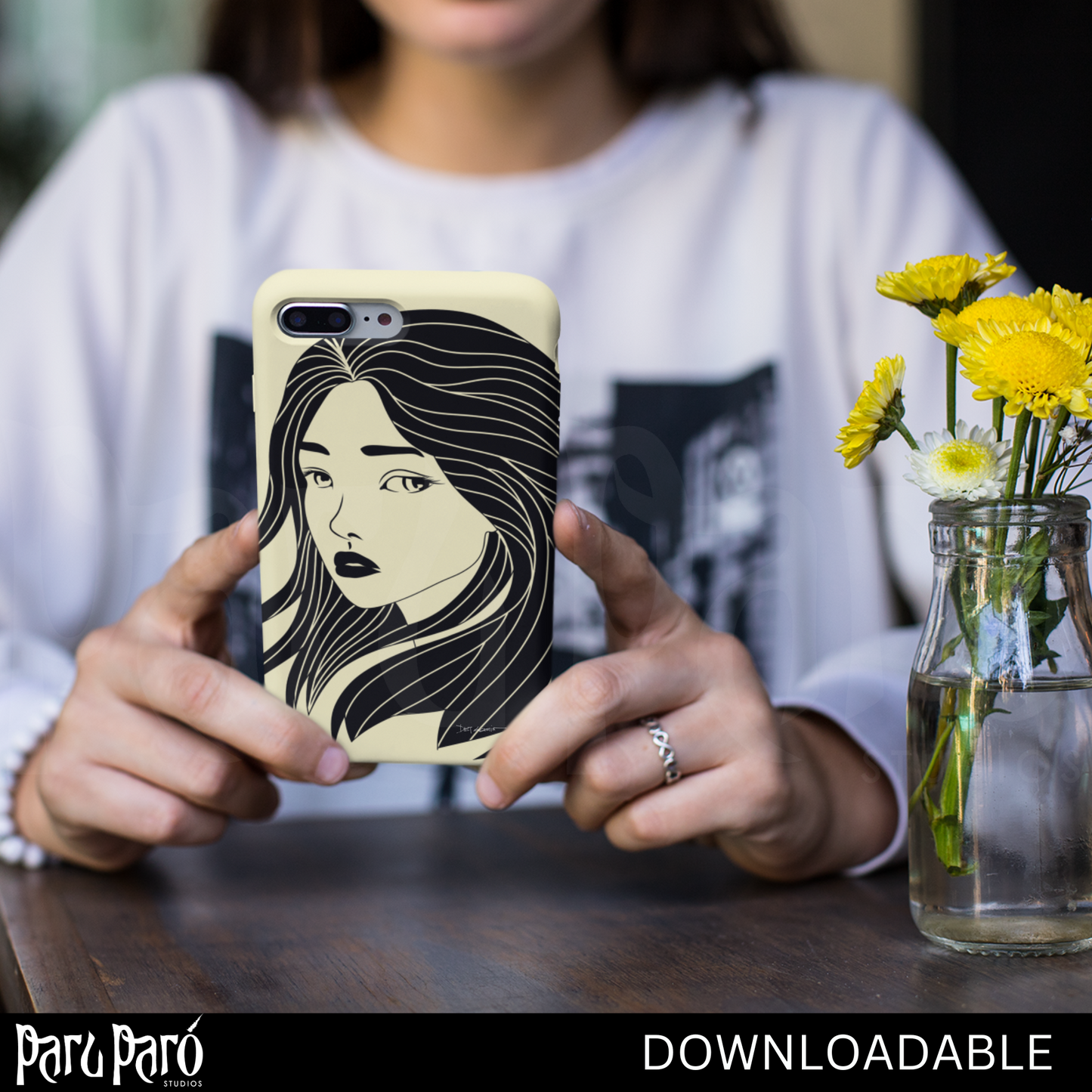 Female Quarter Profile Asian Woman PNG Sublimation Digital Wall Art