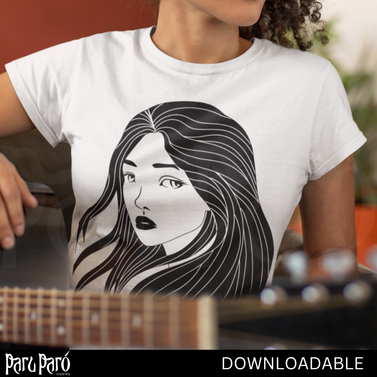 Female Quarter Profile Asian Woman PNG Sublimation Digital Wall Art