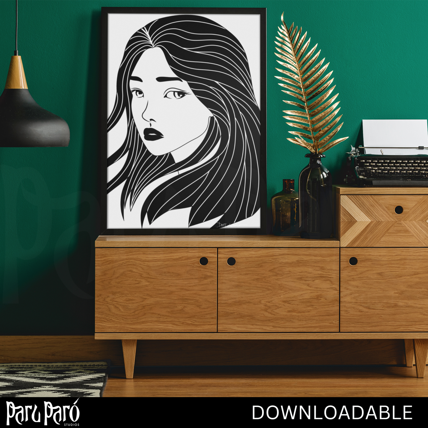 Female Quarter Profile Asian Woman PNG Sublimation Digital Wall Art