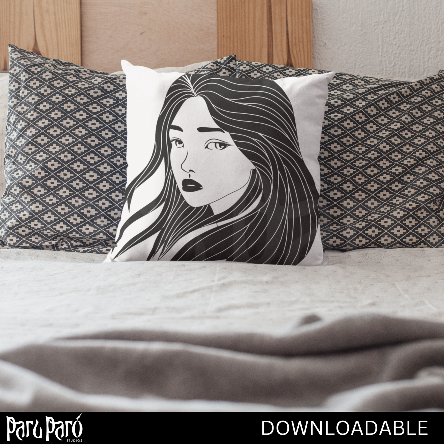 Female Quarter Profile Asian Woman PNG Sublimation Digital Wall Art