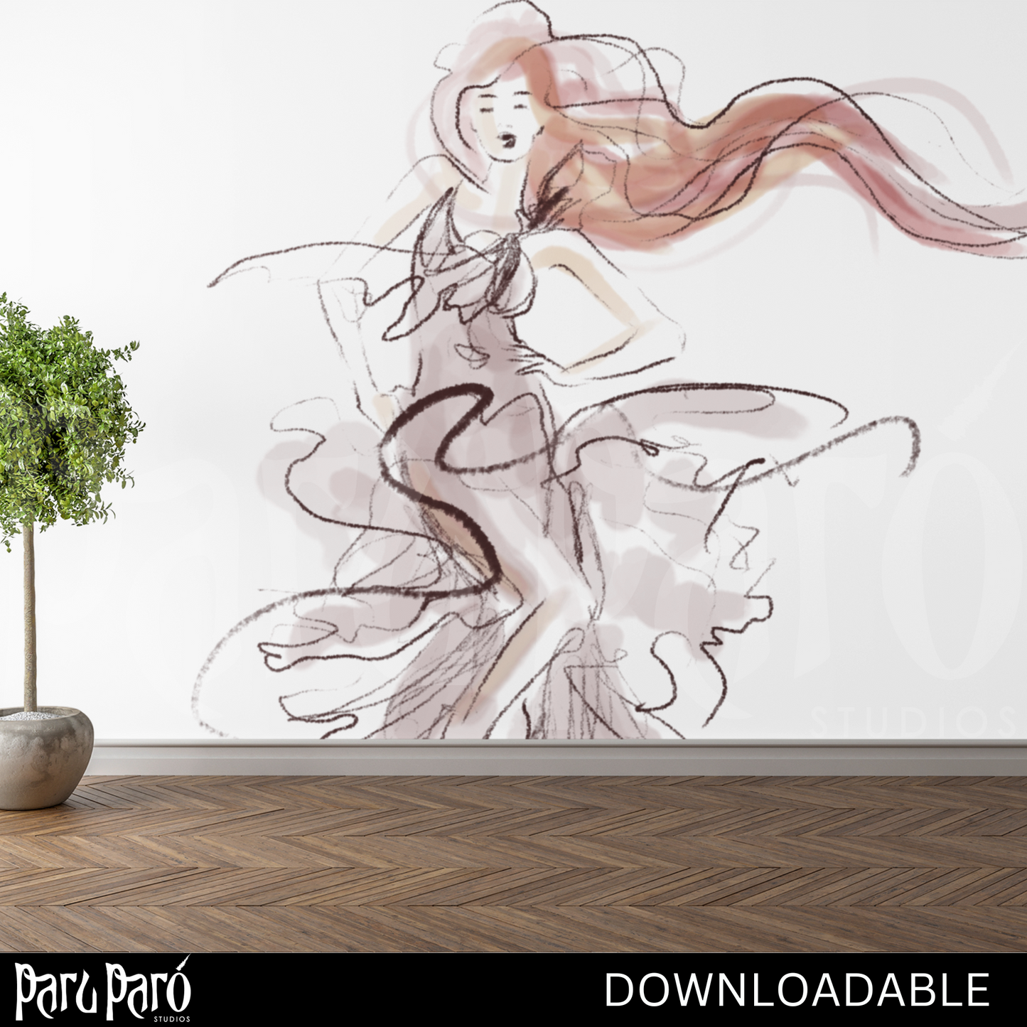 Flamenco Dancer Female Ballerina PNG Sublimation Digital Wall Art