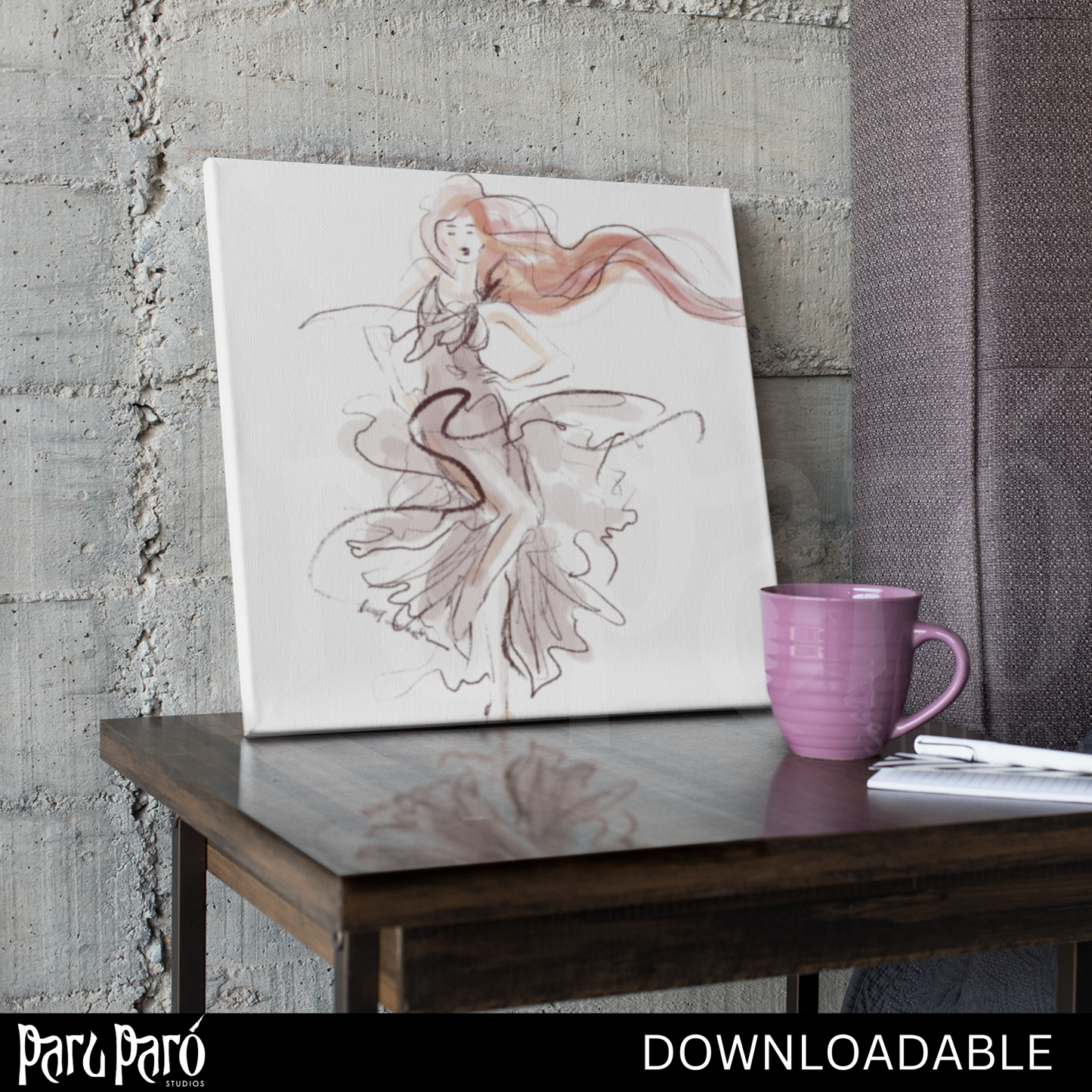 Flamenco Dancer Female Ballerina PNG Sublimation Digital Wall Art