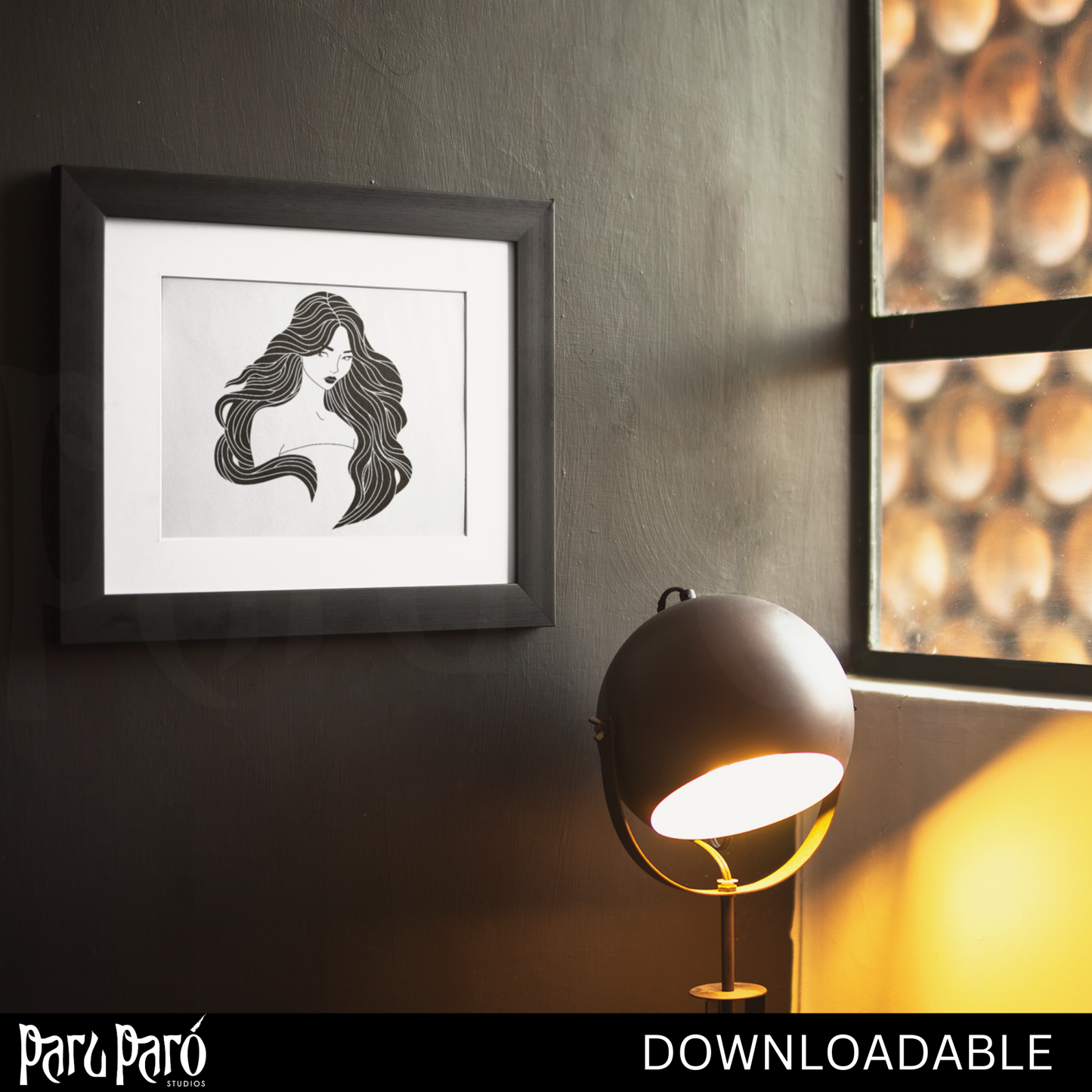 Long Flowy Hair Asian Beautiful Woman PNG Sublimation Digital Wall Art