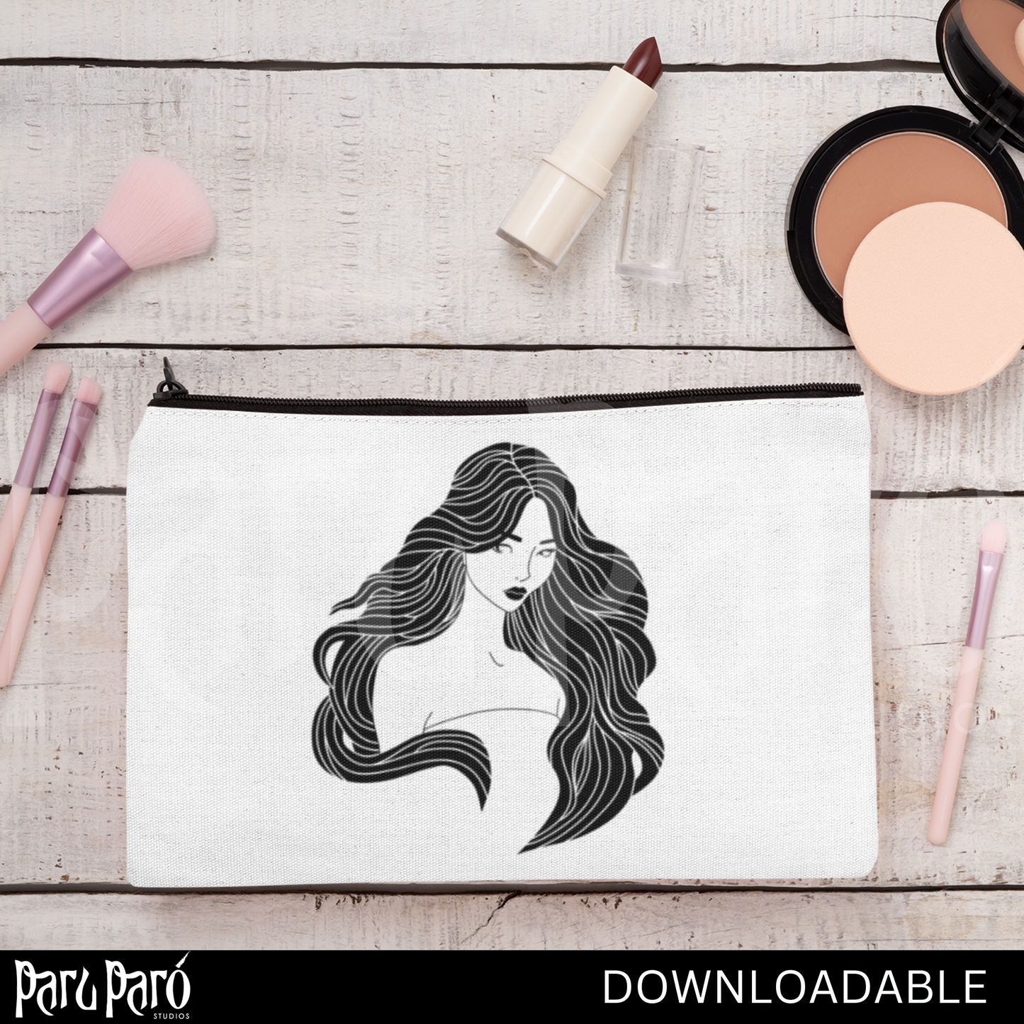 Long Flowy Hair Asian Beautiful Woman PNG Sublimation Digital Wall Art