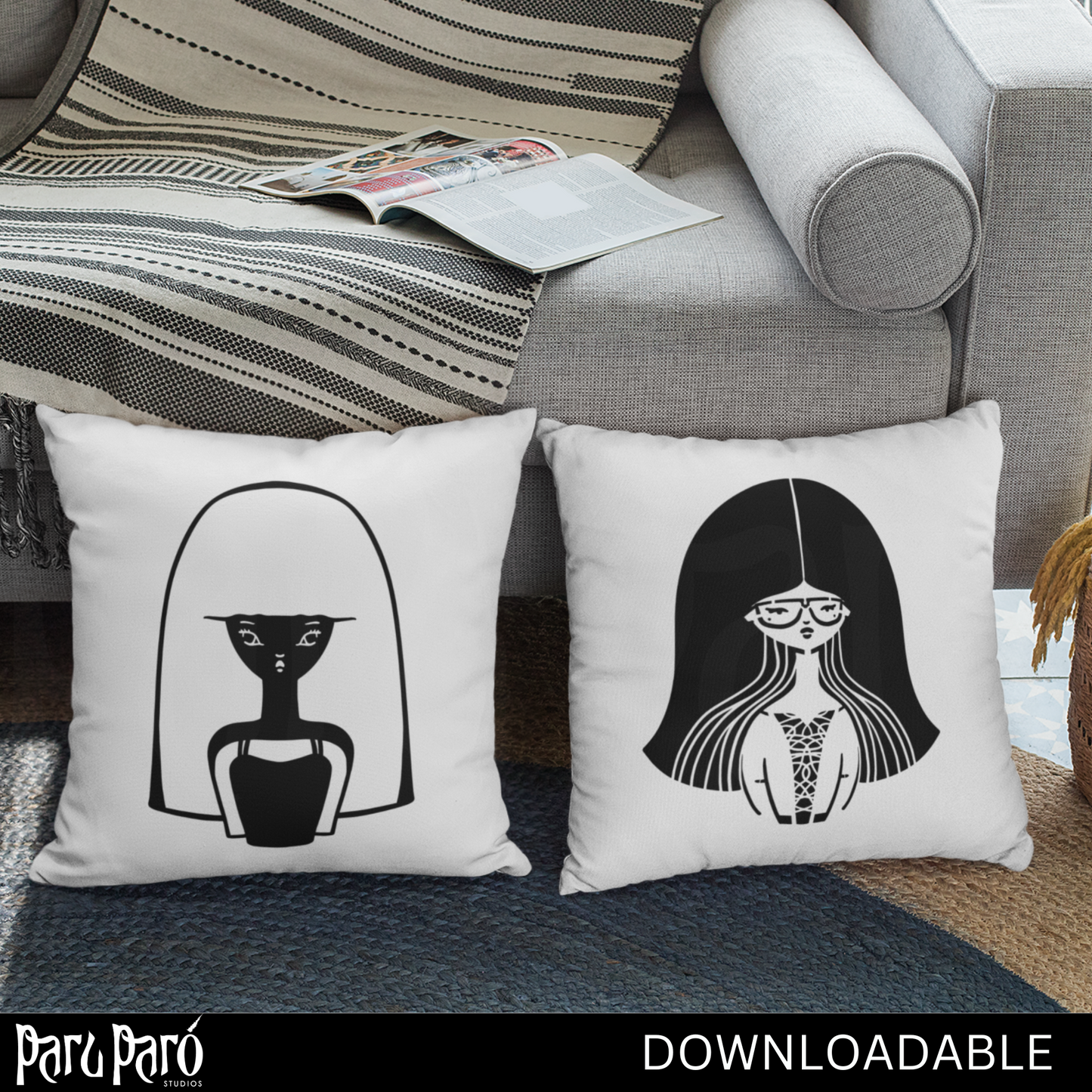 Long Hair Beautiful Woman Silhouette PNG Sublimation Digital Wall Art