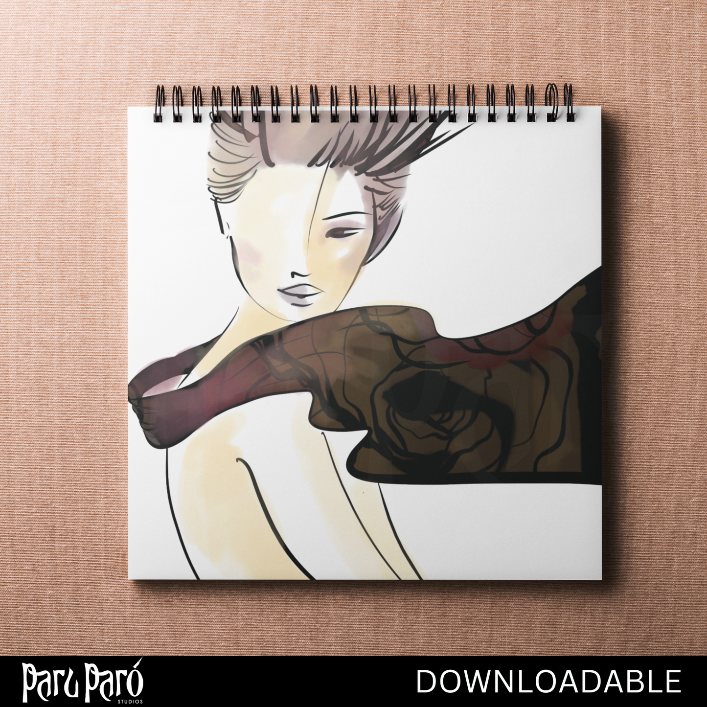 Modern Abstract Scarf Woman PNG Sublimation Digital Wall Art