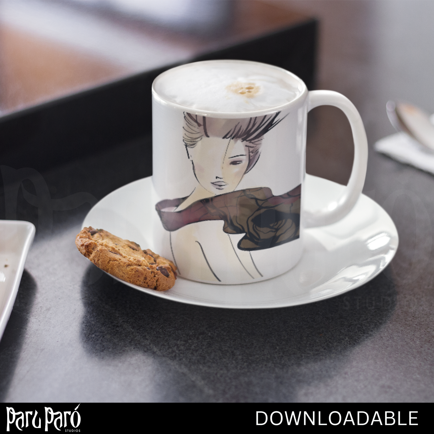 Modern Abstract Scarf Woman PNG Sublimation Digital Wall Art