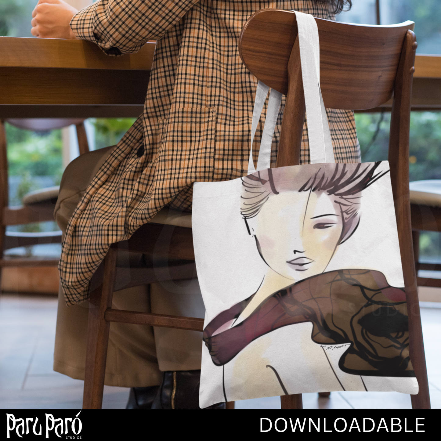 Modern Abstract Scarf Woman PNG Sublimation Digital Wall Art