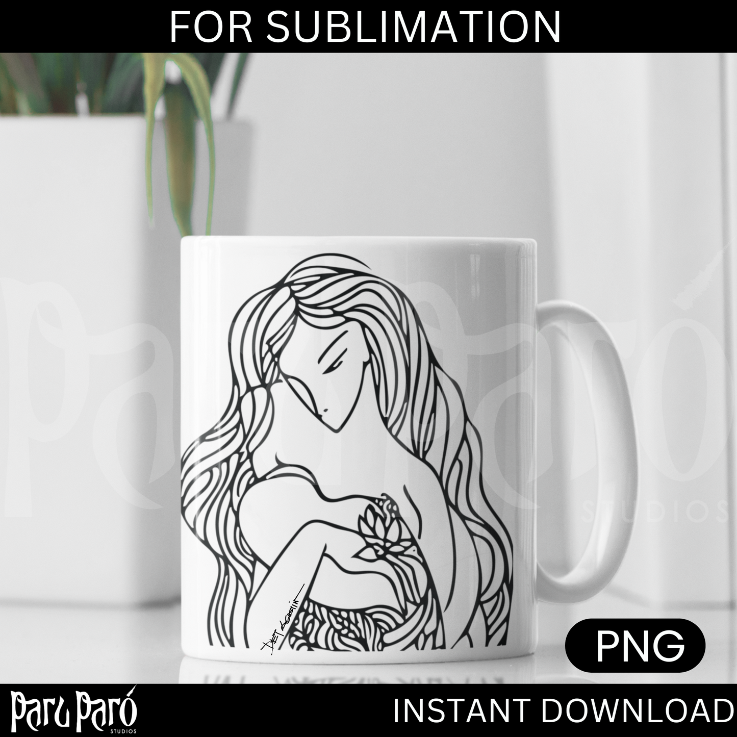 Mother and Child Loving Care PNG Sublimation Digital Wall Art