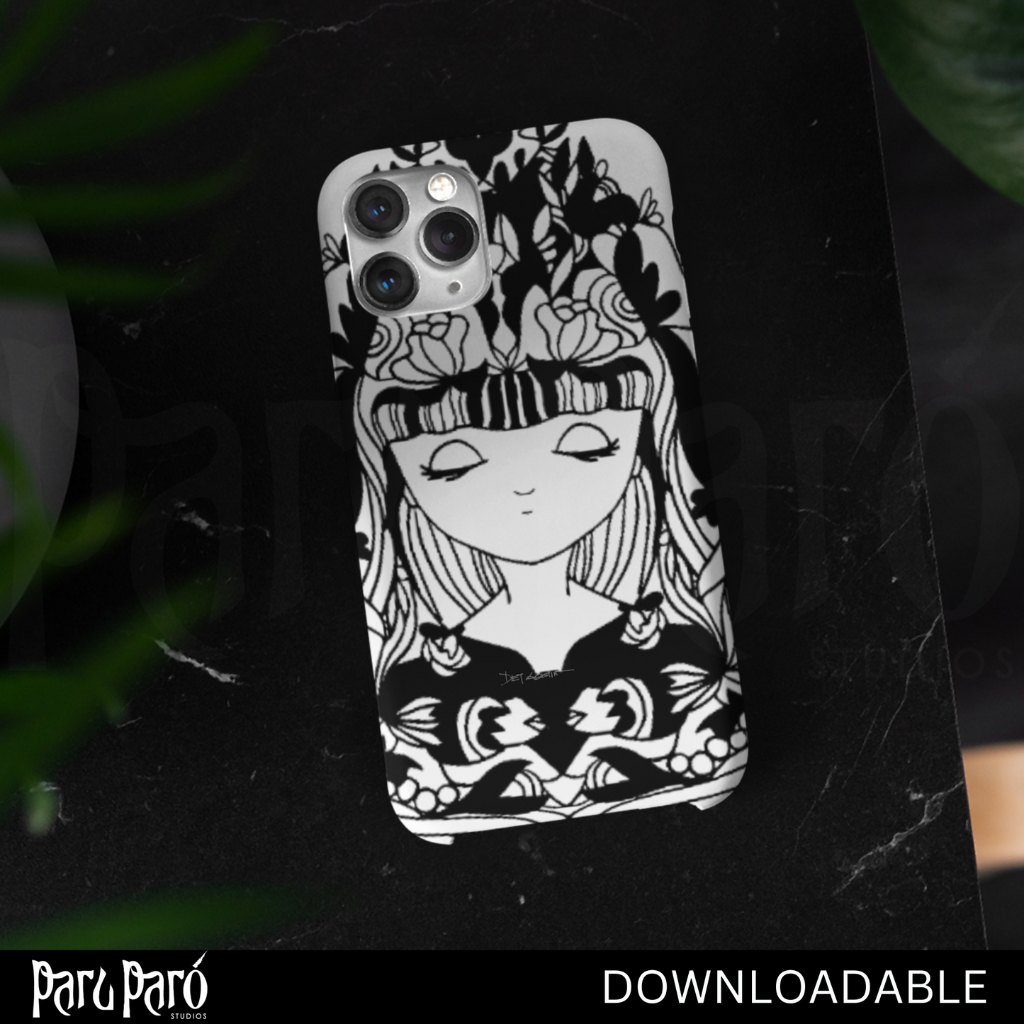 Mystical Young Celestial Lady Black and White PNG Sublimation Digital Wall Art