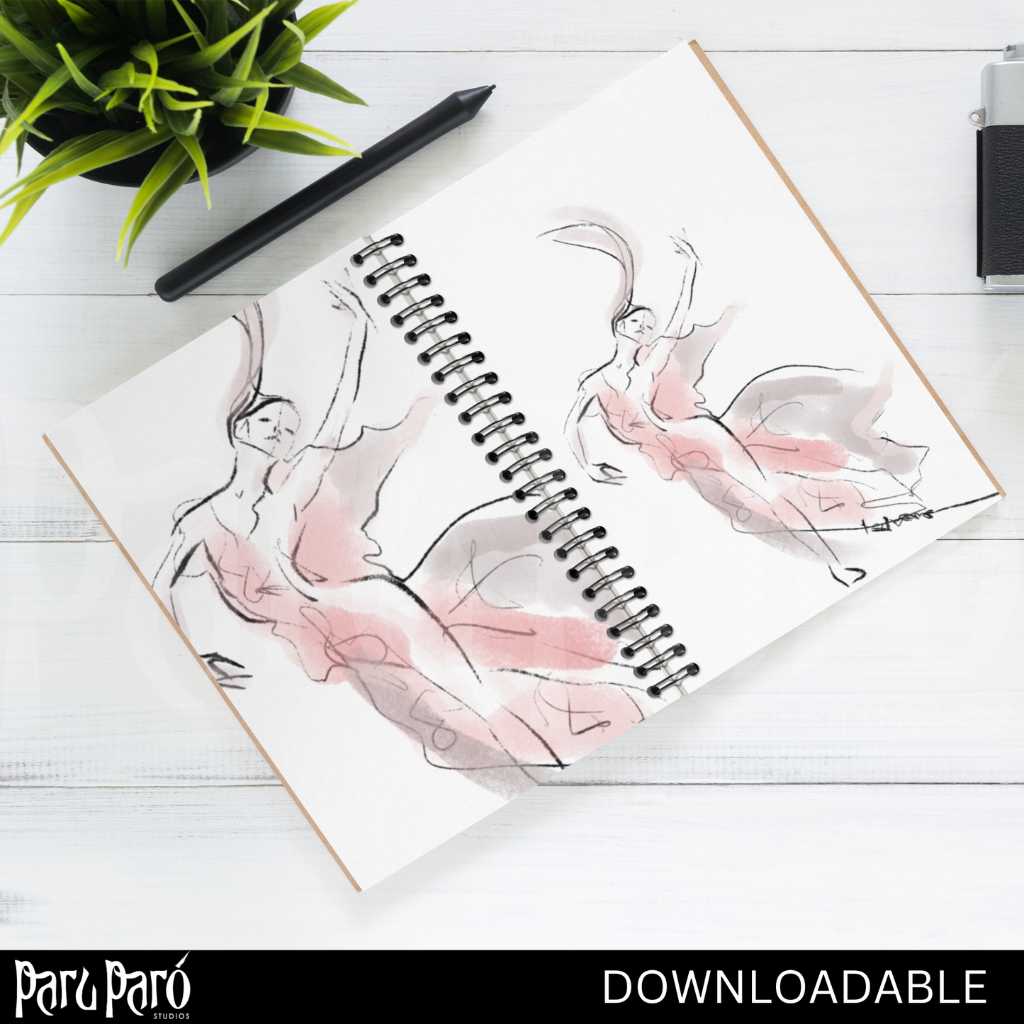 Pink Ballerina Dancing Girl Yoga Poses PNG Sublimation Digital Wall Art