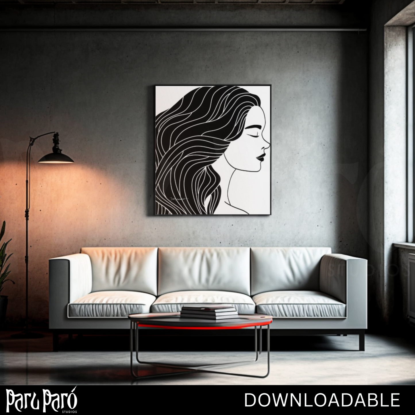 Side Face Abstract Beautiful Asian Woman PNG Sublimation Digital Wall Art