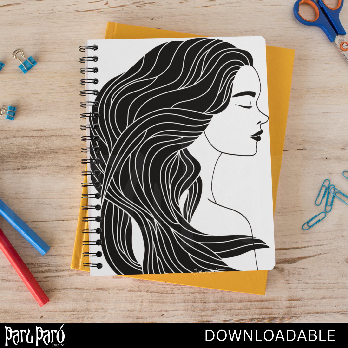 Side Face Abstract Beautiful Asian Woman PNG Sublimation Digital Wall Art