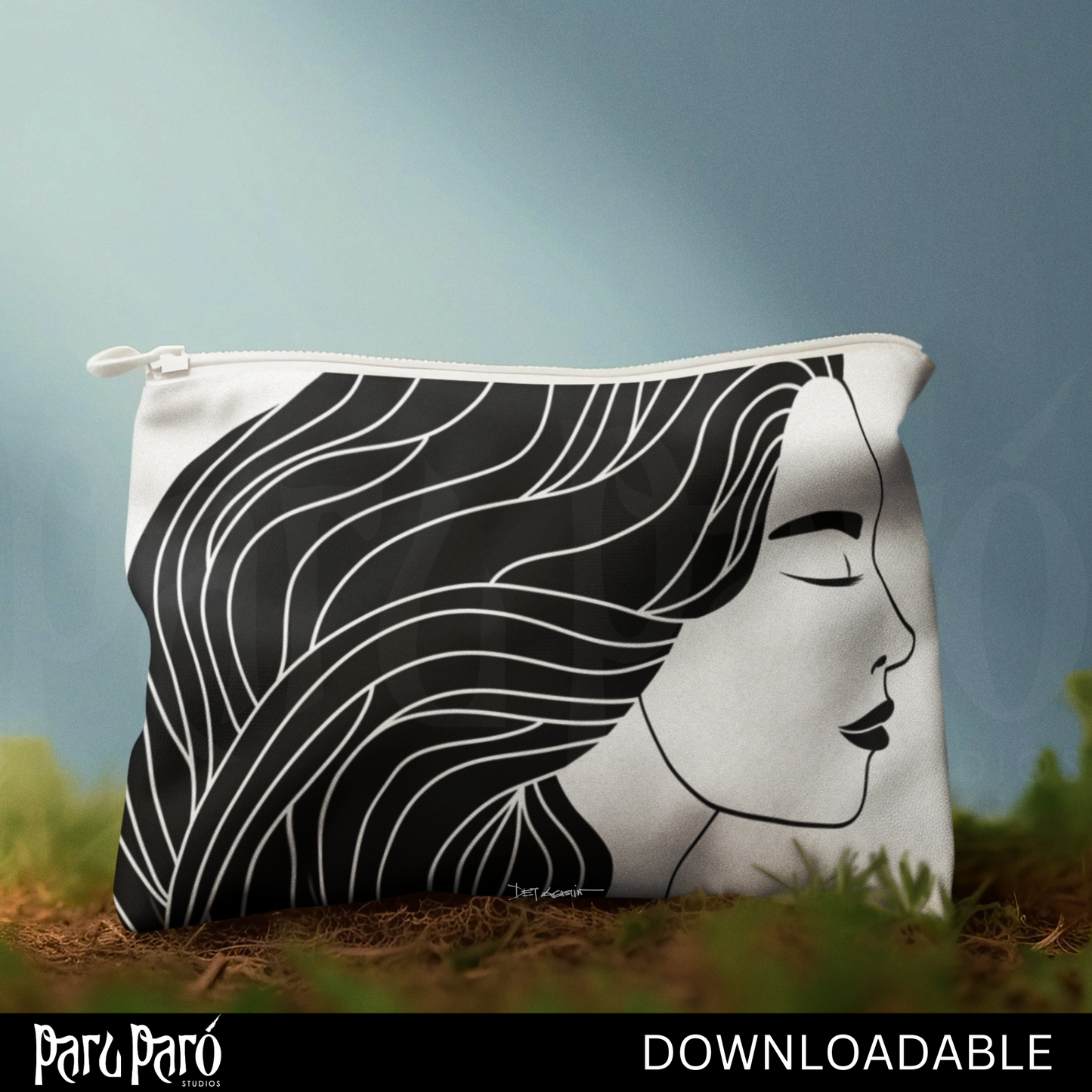 Side Face Abstract Beautiful Asian Woman PNG Sublimation Digital Wall Art