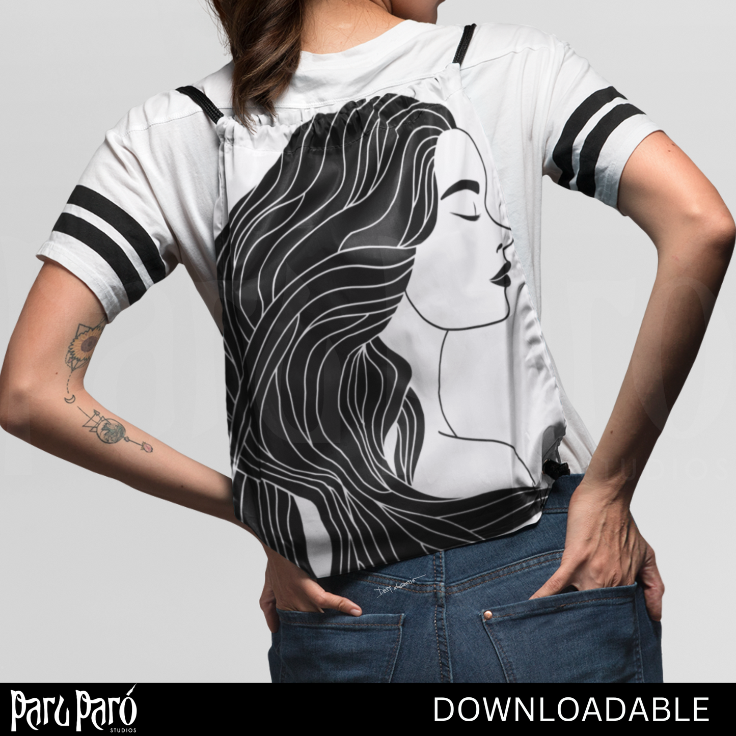 Side Face Abstract Beautiful Asian Woman PNG Sublimation Digital Wall Art