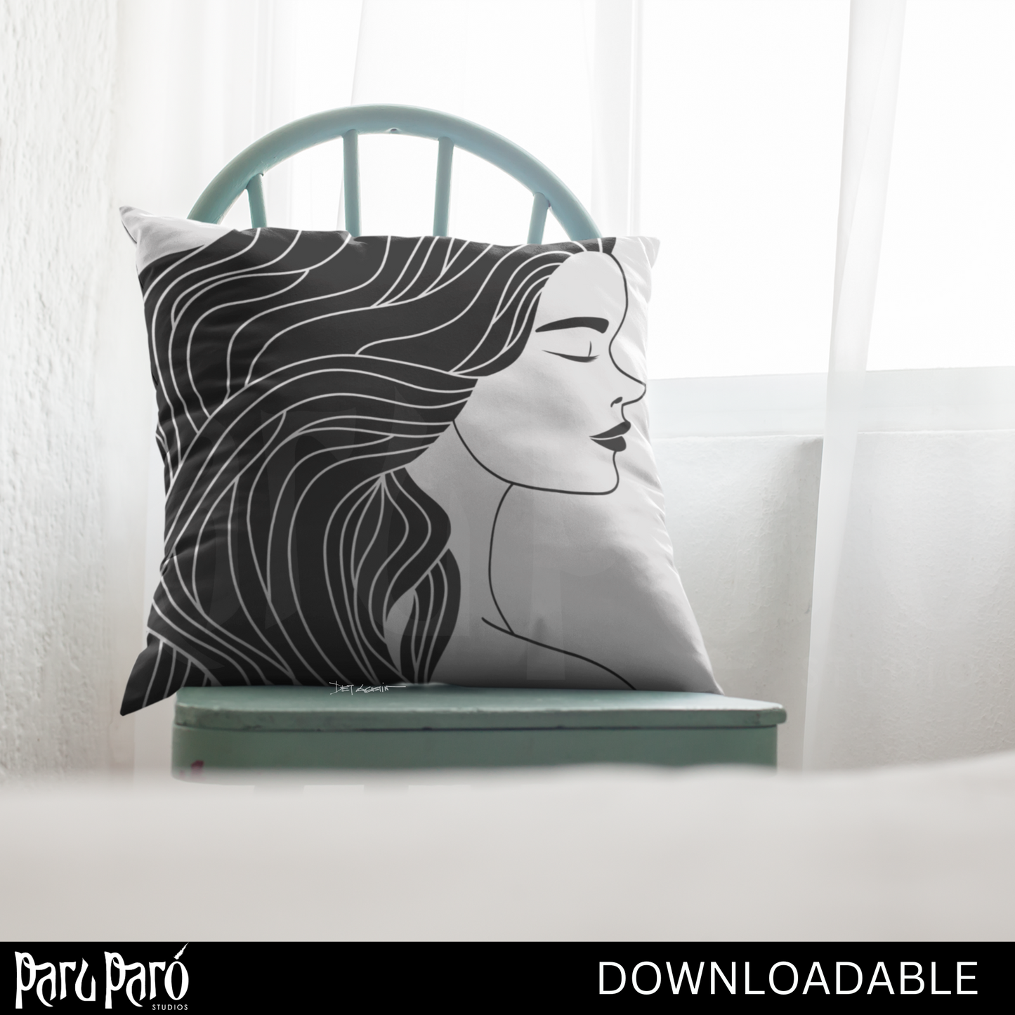 Side Face Abstract Beautiful Asian Woman PNG Sublimation Digital Wall Art