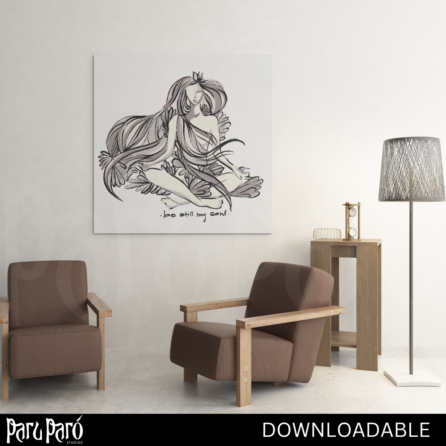 Sukhasana Yoga Pose PNG Sublimation Digital Wall Art