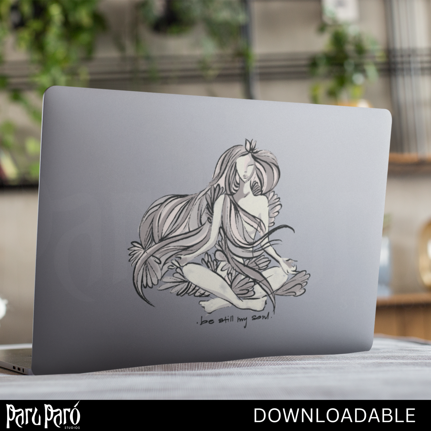 Sukhasana Yoga Pose PNG Sublimation Digital Wall Art