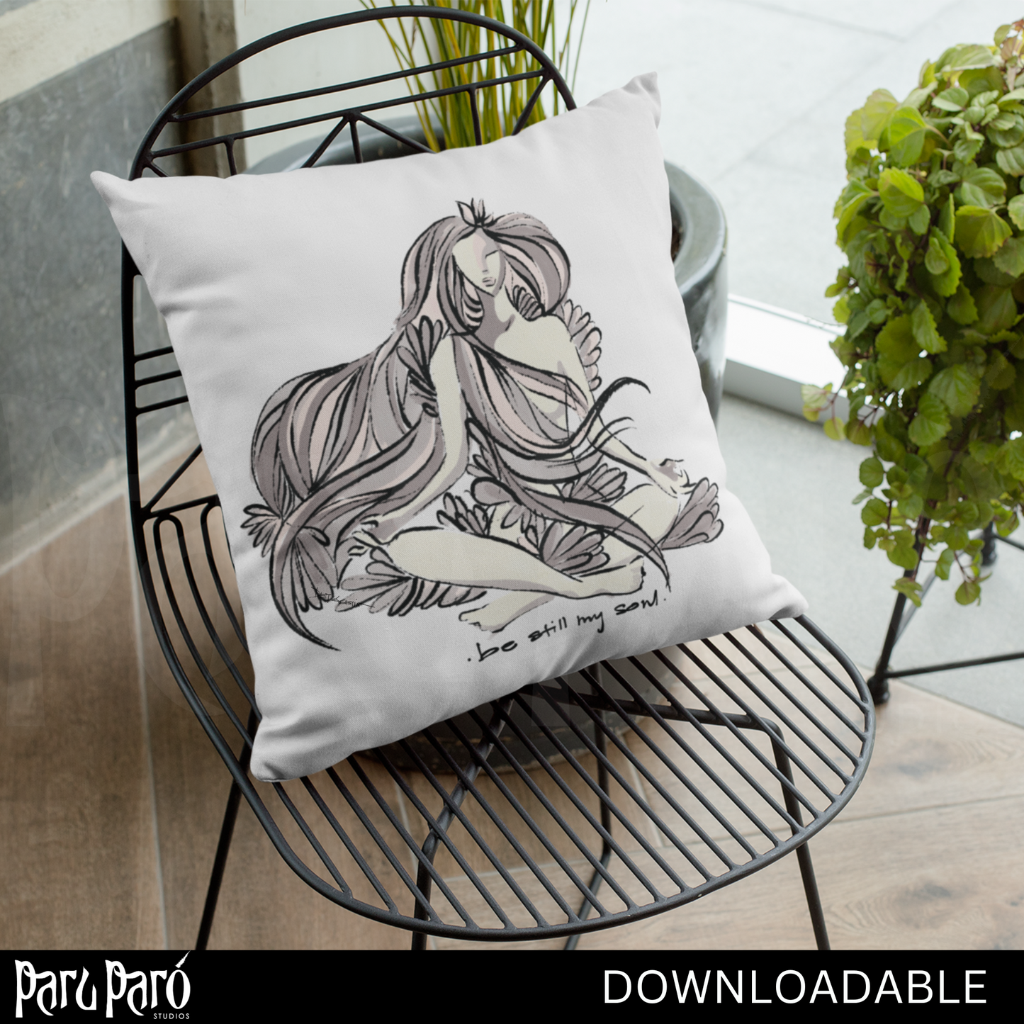 Sukhasana Yoga Pose PNG Sublimation Digital Wall Art