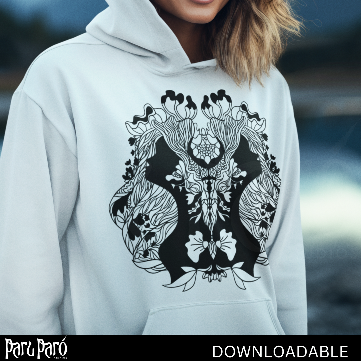 Two Face Black Surreal Woman PNG Sublimation Digital Wall Art