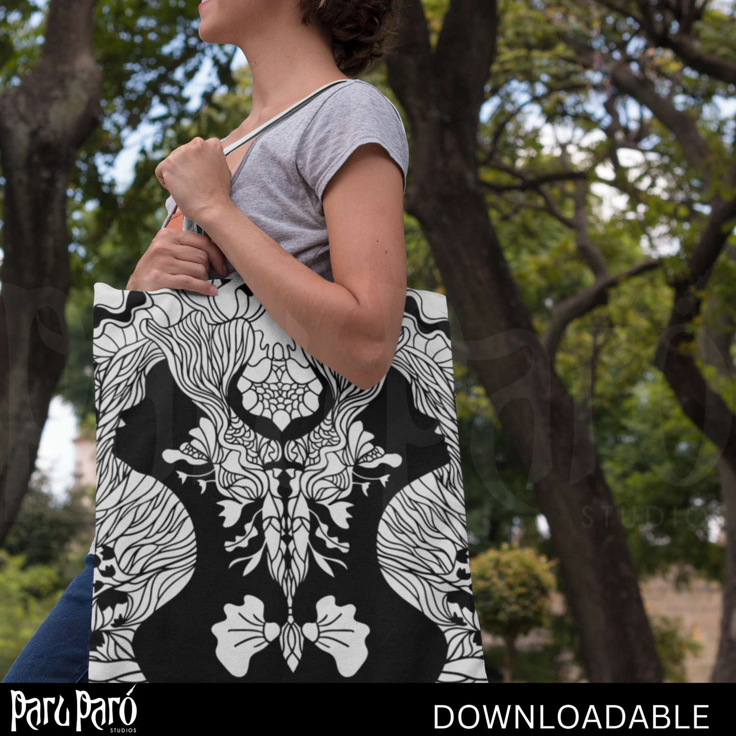 Two Face Black Surreal Woman PNG Sublimation Digital Wall Art