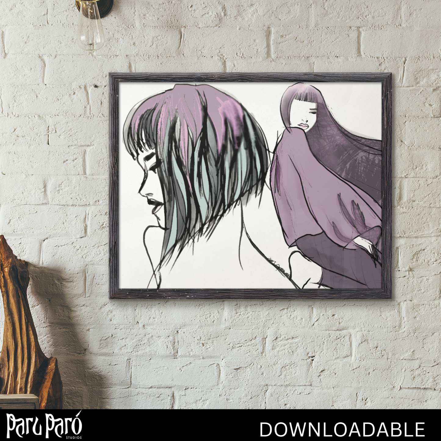 Two Face Purple Woman PNG Sublimation Wall Art