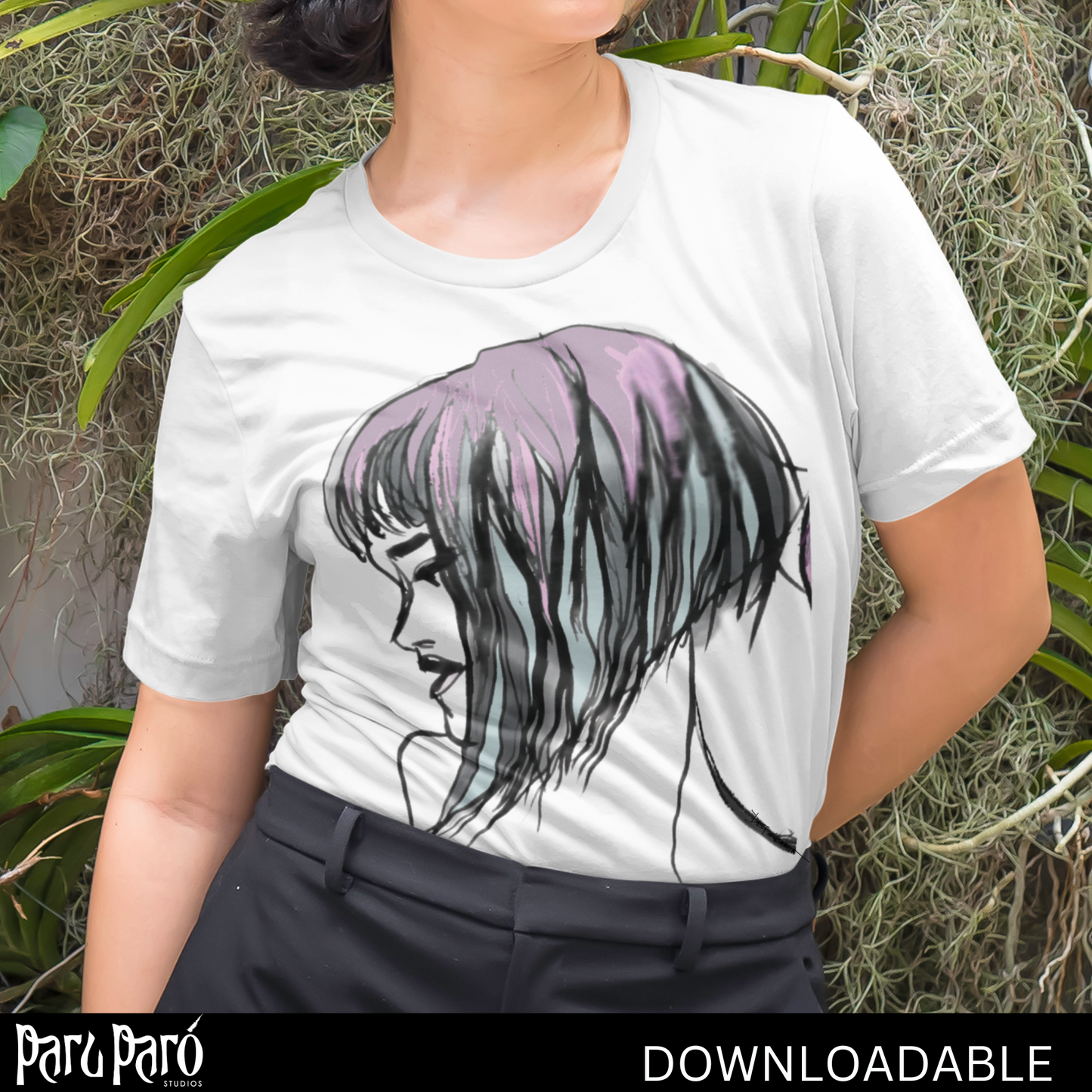 Two Face Purple Woman PNG Sublimation Wall Art