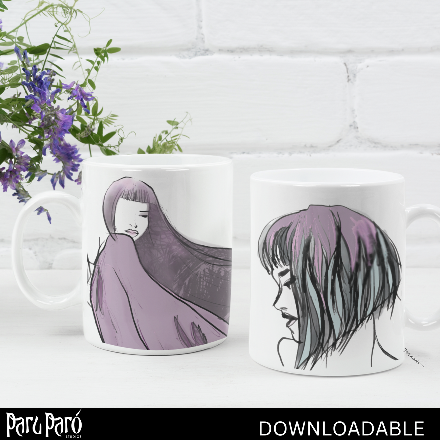 Two Face Purple Woman PNG Sublimation Wall Art